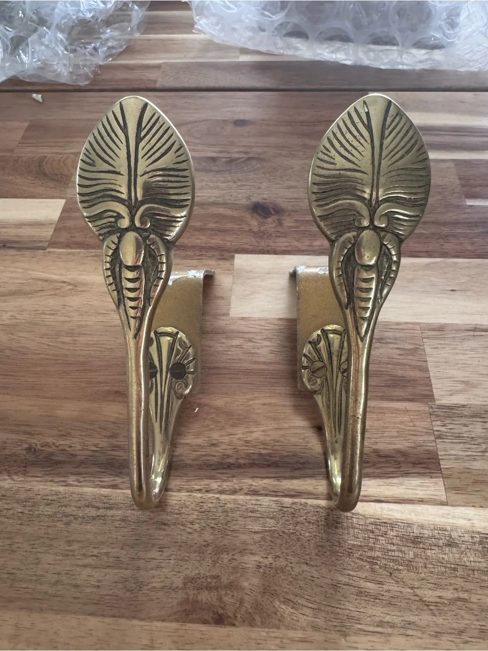 Brass Finish Decorative curtain Wall Hooks - brass vintage
